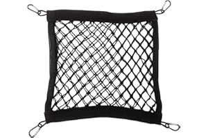 Klmnop Motorcycle Helmet Holder for Backpack, Double Layer 4 Side Elastic Bands Storage Nets with 4 Carabiners for Attaching to Backpack to Carry Helmet Rainwear Water