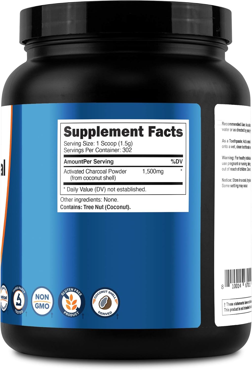 Nutricost Activated Charcoal Powder 1lb - Food Grade Powder, Vegan, Gluten Free, Non-GMO: Health & Personal Care