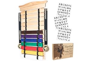 Alheka Karate Belt Display, 8/12 Level Martial Arts Belt Display Made of Pine Wood - Gift for Martial Arts Learners