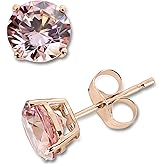 Oro Leoni 14K Rose Gold Pink Cubic Zirconia 7mm Stud Earrings
