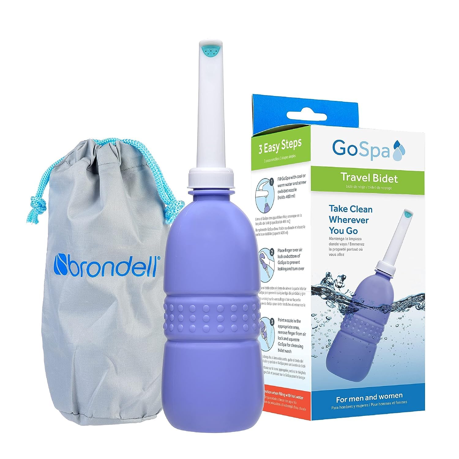 Photo 1 of Brondell GoSpa Travel Bidet GS-70 Easy-to-use Portable Bidet with Convenient Nozzle Storage, Travel Bag, 400 ml Capacity, and Angled Nozzle Spray