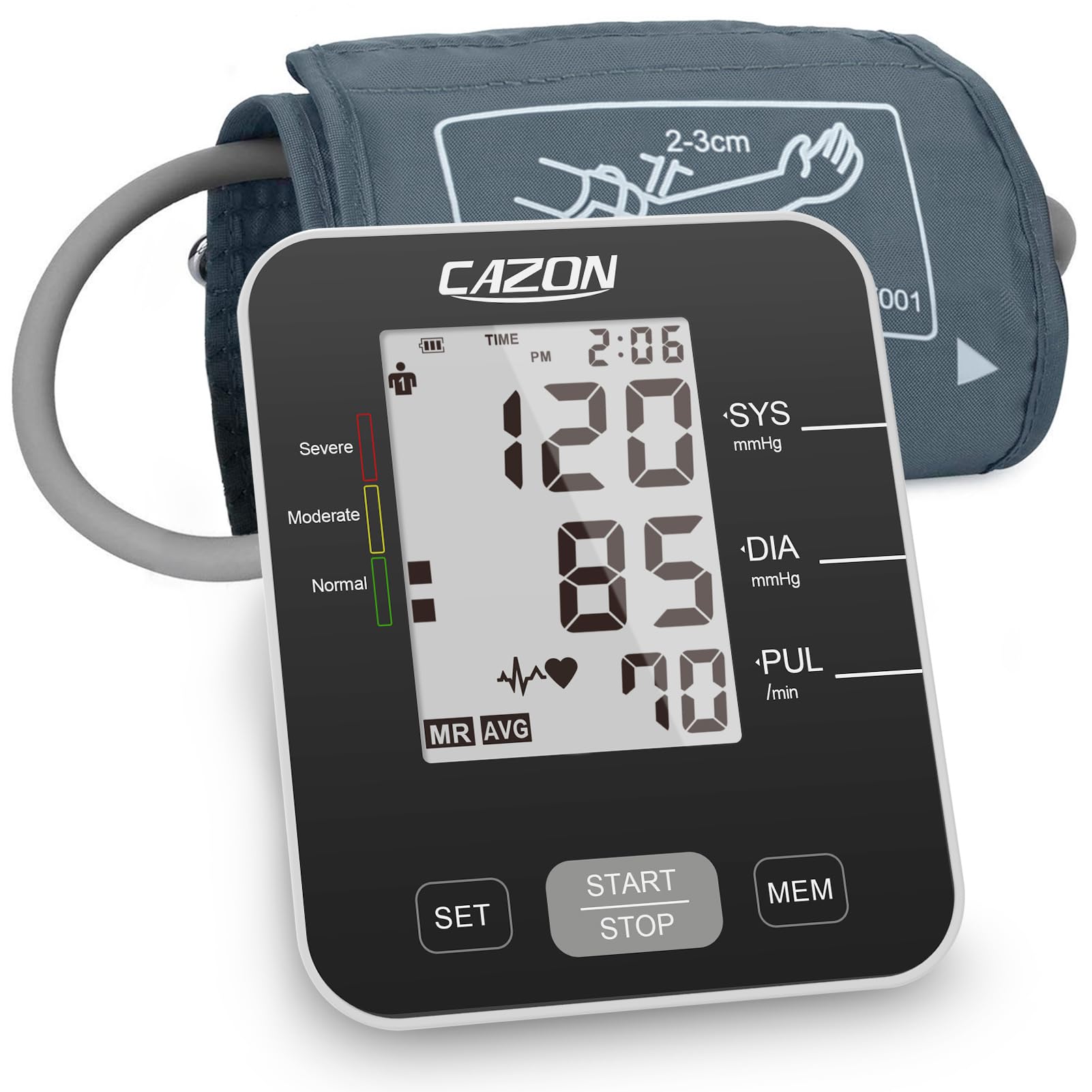 CAZON Blood Pressure Monitors Large Cuff Blood Pressure Machine BP Monitor Upper Arm BP Cuff for Home Use Heart Rate Hypertension Monitor, Cuff 22-40cm LCD Display (Black)