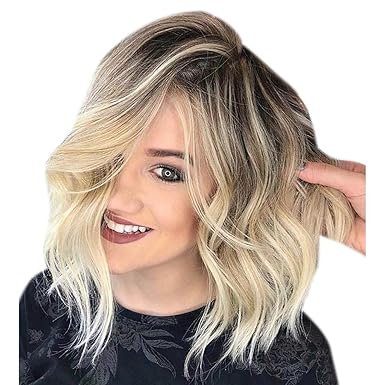 Lhwy Peluca Natural Rubia Negra Pelo Color Natural Mezclado