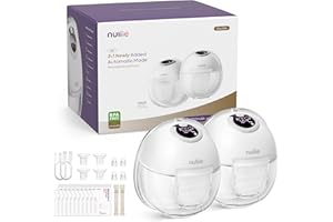 Nuliie Hands-Free Breast Pump S32, Wearable Breastfeeding Pump 4 Modes 9 Levels with 18/21/24MM Flange, Electric Breast Pump Portable, Replaced Pumping Accessories Included (2 Packs, White)