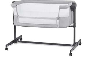 KK KINDERKRAFT Kinderkraft Neste UP2 Bedside Cot 2 in 1, Co-Sleeper from Birth, Travel cot for Newborn, Adjustable Height, Included Mattress Sheet, with 4 Wheels, Breathable Mesh, Gray