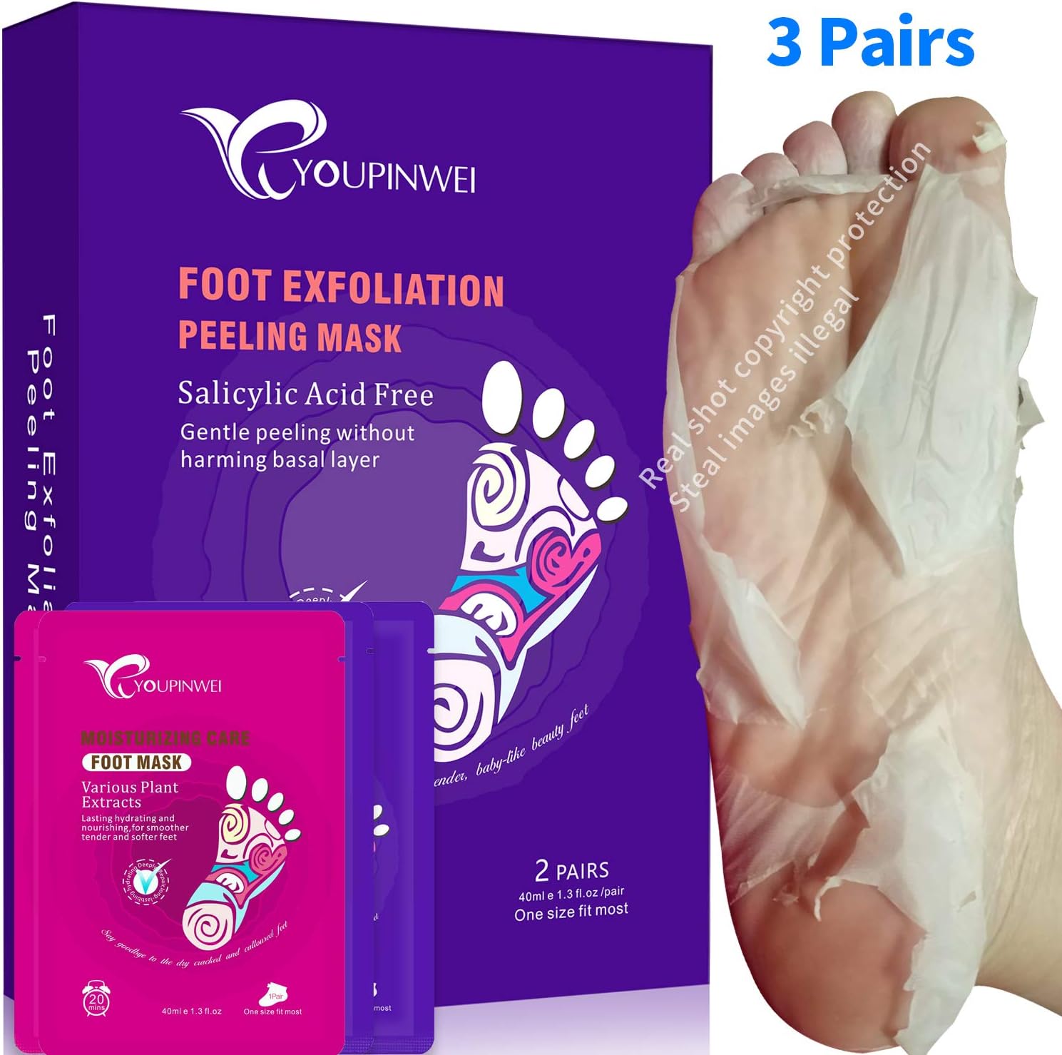 YOUPINWEI Exfoliating Peeling Foot Mask and Hydrating Maintenance Socks and Moisturizing Gloves