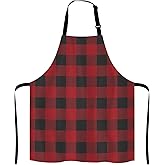 Lefolen Black and Red Buffalo Plaids Bib Apron with Adjustable Neck for Men Women,Suitable for Home Kitchen Cooking Waitress Chef Grill Bistro Baking Apron