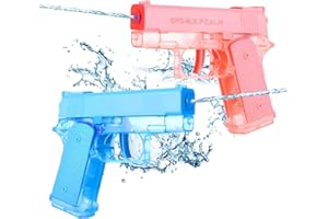 HIKEWINTOY Cool Small Manual Water Guns 2 Pack - Super Squirt Water Pistol Toys for Kids&Aldult, Summer Outdoor Beach Pool Play, No Battery Needed, Aldult Boys Girls Gifts (Pink-MSG-HYTY)