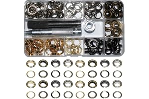 INNETOC 120 Sets - Brass Grommet Eyelets 10mm 3/8" Inside Diameter 800# with Setting Tool for Canvas Curtain Leather DIY Projects (3/8", Mixed)