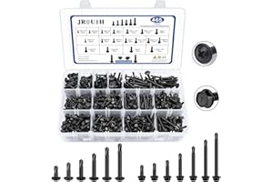 JROUTH 465 PCS Self Drilling Screws, 410 Stainless Steel Self Tapping Screws #8#10 for Metal-2 Type Head（Hex/Round） 1/2" to 2" Sheet Metal Screws Assortment Set for Building, Metal, Wood, and Plastic