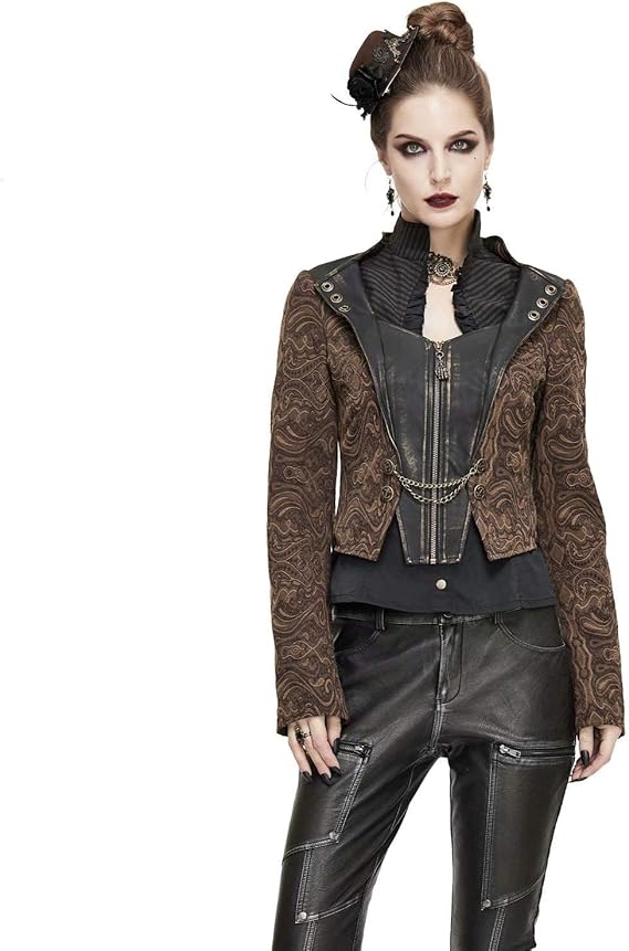 Steampunk Jacket for Women Vintage Jacquard Slim Coat Noble