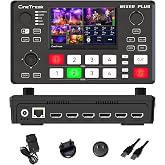 Mixer Plus Compact Video Switcher 4 HDMI with 4''Built-in Screen, Portable Live Streaming Switcher for Multi-Camera, Online Class, Event, YouTube, OBS, Zoom