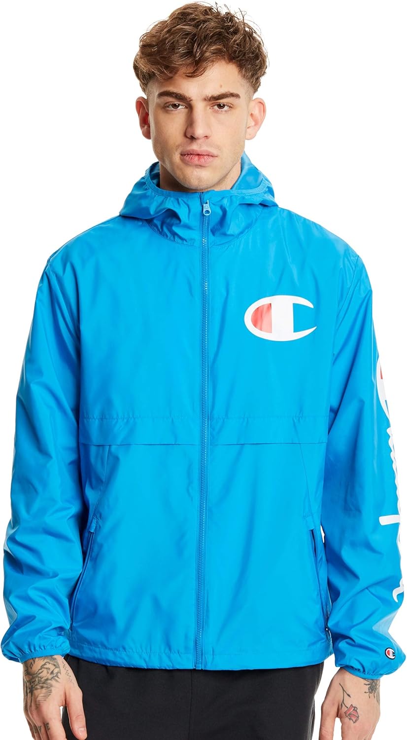 Champion Life Mens Packable Full Zip Jacket, XXL, Deep Blue Water at
