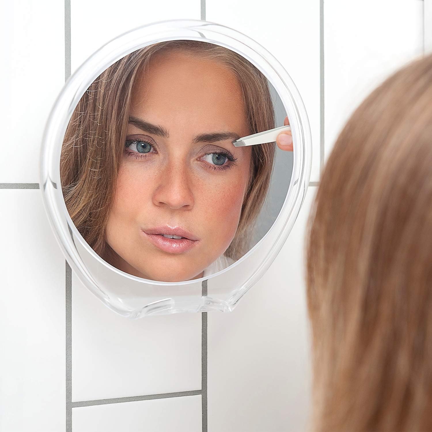 Luxo Shower Mirror, Shaving Mirror with a Razor Holder for Shower and Powerful Suction Cup - Shatterproof Anti Fog Mirror for Shower and Tweezers: Kitchen & Dining