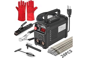 Hpoouo 200Amp 20PCS Rods Stick Welder, Super MINI Portable Welding Machine, IGBT Inverter Welder Machine 110V with Hot Start Arc Force Anti-Stick, for 1/16"-1/8" Rod ARC Welder, 2 Chip Hammers (Black)