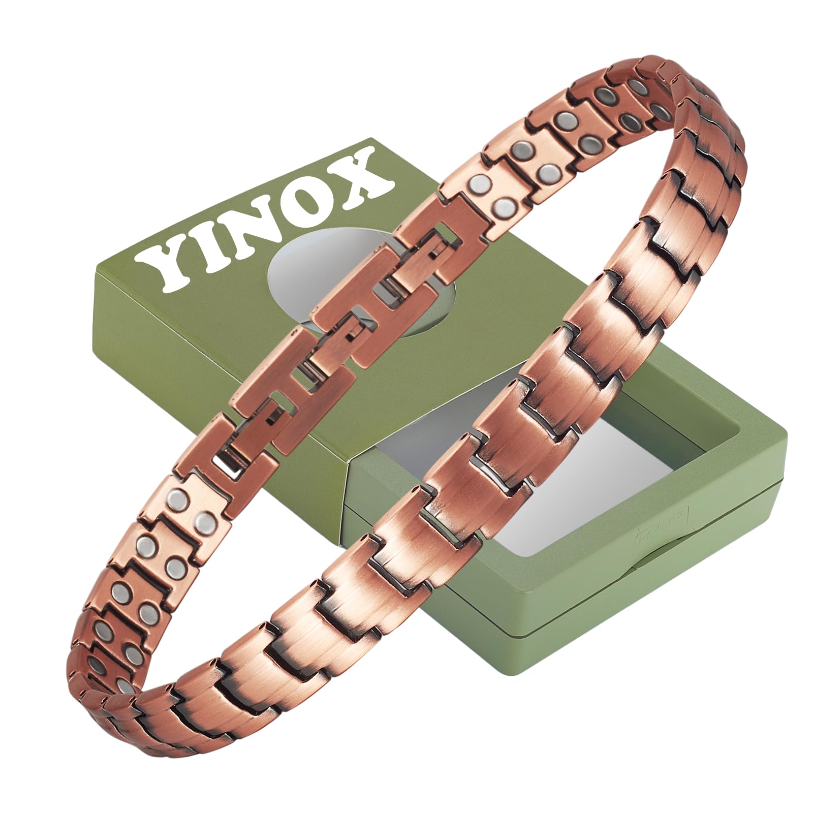 EnerCoppeX 3500 Gauss Magnetic Men's Anklet, 99.99% Pure Copper Magnetic Anklet - Double Row Magnetic 60 Magnets