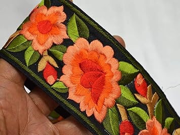 Amazon Com 2 5 Stunning Orange Crazy Quilting Fancy Decorative