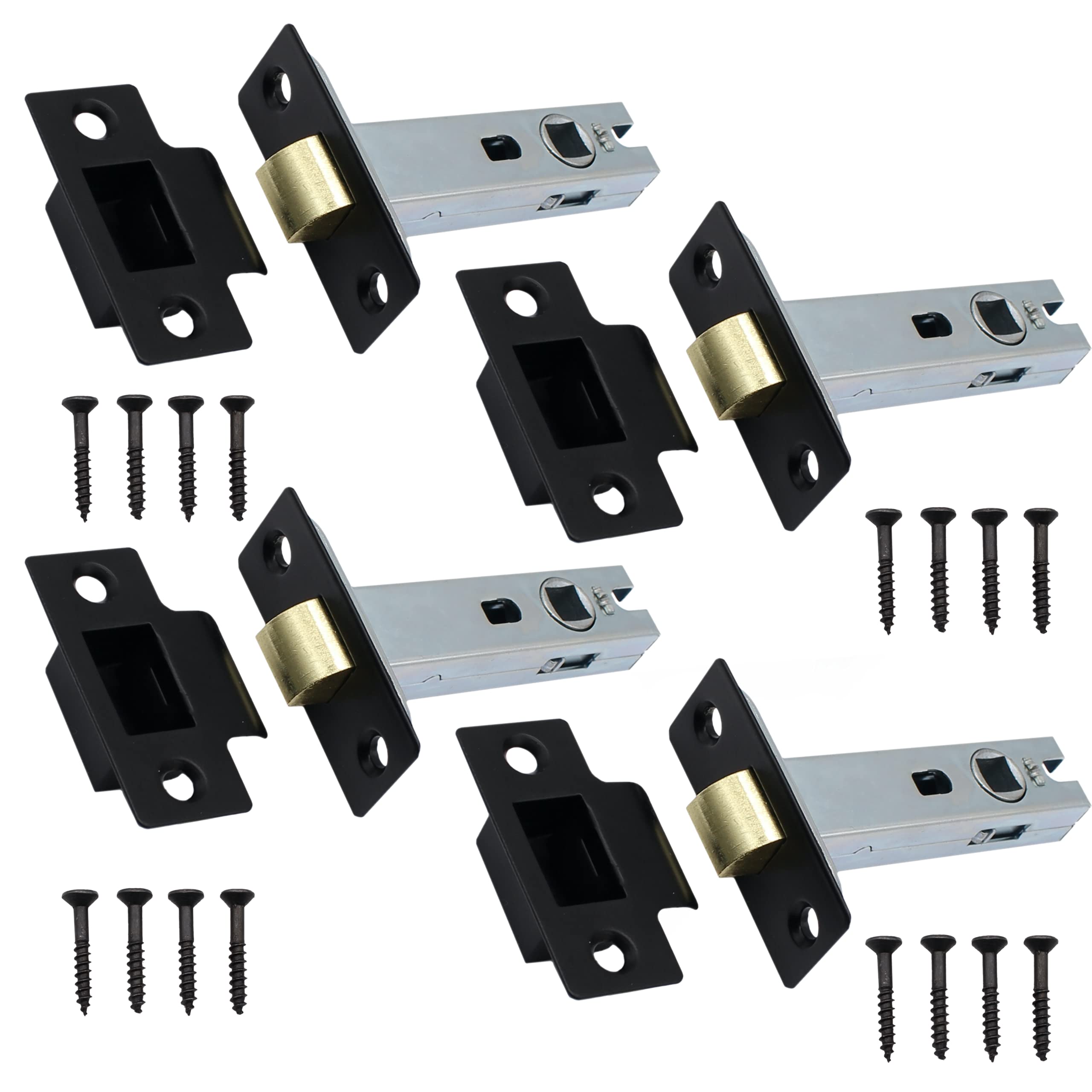 Tubular Latches Mortice Door Latch | Matt Black | 3 Inch / 78mm | Pack of 4