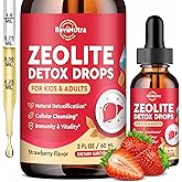 ReviNutra Zeolite Detox for Kids and Adults, Clinoptilolite Zeolite Liquid Drops with Chlorella, Magnesium, Zinc, Methy Vitamin B12 & D3, Gut Liver Detox Cleanse, Immunity, Strawberry Flavor 2 Fl Oz