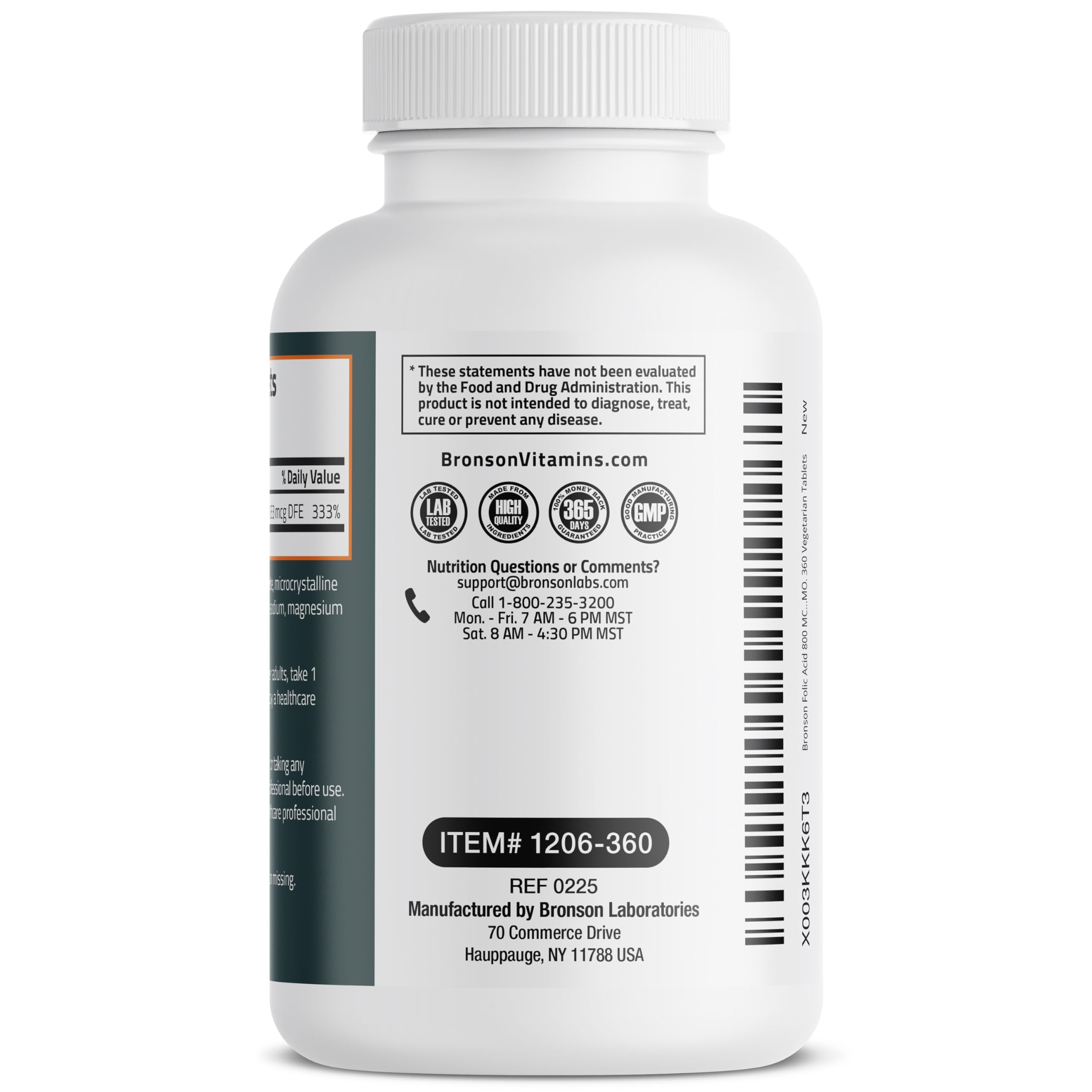 Bronson Folic Acid 800 MCG Supports Prenatal Development, 1 Year Supply, Non-GMO, 360 Tablets