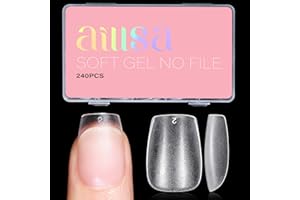 AILLSA Extra Short Coffin Nail Tips 15 Sizes Options Gel Nails Tips Full Cover Matte Prefiled Coffin Nails Tip Clear Soft Fake Nail Tip 240PCS with Storage Box