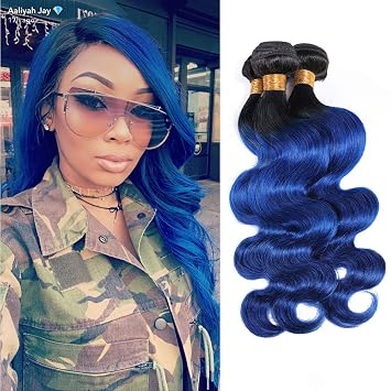 Amazon Com Blue Ombre Hair Extensions Virgin Brazilian Hair