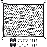 Cargo Net for SUV with Hooks, Adjustable Highly Elastic Storage Organizer Net for Car, Pickup Trucks,Mesh Organizer 2.6'x2' Stretches to 5'x4',Road Trip Essentials Black