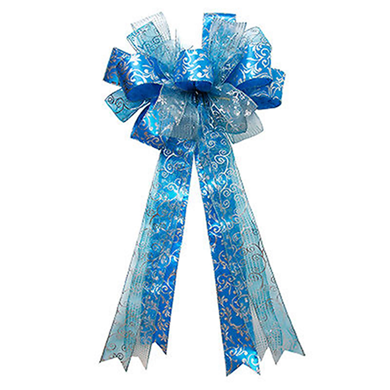 Christmas Tree Topper,30x13 Inches Large Toppers Bow with Streamer Wired Edge for Christmas Decoration (Blue, 30x13inch)