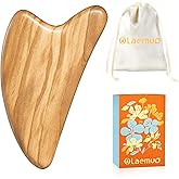 Olaemuo Gua Sha Tool for Face & Body - Natural Olive Wooden Lymphatic Drainage Massager, Facial Massage Tool for Jawline Sculpting & Puffiness Reducing, Skin Care Gift with Satin Pouch