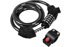 Qlaway Ebike Electric Bike Cable Lock, Resettable 4 Feet Cable Lock for Electic Bicycle, Electric Scooter, Motorcycle with Mounting Bracket