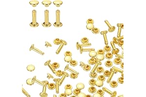 HARFINGTON 80 Sets Double Cap Rivets 6x10mm Carbon Steel Round Head Snaps Studs Fasteners Tubular Metal Studs for Leather Cra