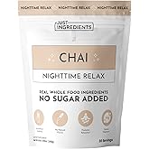 JUST INGREDIENTS Chai Nighttime Relax Drink Mix – 30 Servings | No Sugar Added | Magnesium, L-Theanine, Chamomile & Tart Cherry Extract | Supports Relaxation & Restful Evenings