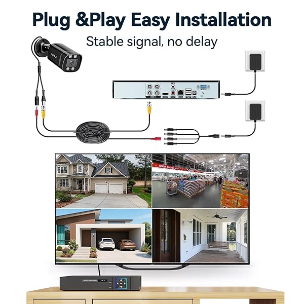 VORGUT WIRED SECURITY CAMERA SYSTEM OUTDOOR, 4PCS SURVEILLANCE CCTV BULLET CAMERAS FOR HOME SECURITY, 4CH AHD TVI 5MP LITE DVR RECORDER WITH 500G HDD, MOTION DETECTION, NIGHT VISION, WATERPROOF