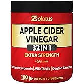 Zolotus 32in1 Apple Cider Vinegar Capsules with Turmeric, Cinnamon, Milk Thistle, Elderberry, Quercetin & More for Supports Digestion, Immune - 180 Capsules