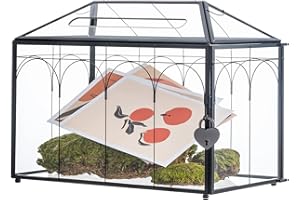 NCYP 32 x 15 x 23 cm Glass Cards Box with Slot and Lock for Wedding Reception - Geometric Card Holder for Wishwell, Party Dec