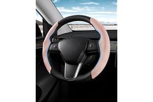 Shademax Custom-Fit for Tesla Steering Wheel Cover, Tesla Model Y / 3 Suede Steering Wheel Cover, Non-Slip, Breathable, Durable, Tesla Model Y / 3 Accessories (Pink)