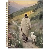 Yhtrg Good Shepherd Jesus Christian Notebooks, Bible Journal Spiral Notebook, Religious Notebook for Note Taking, Christian Gifts for Women, 5.5x8.3 Inch