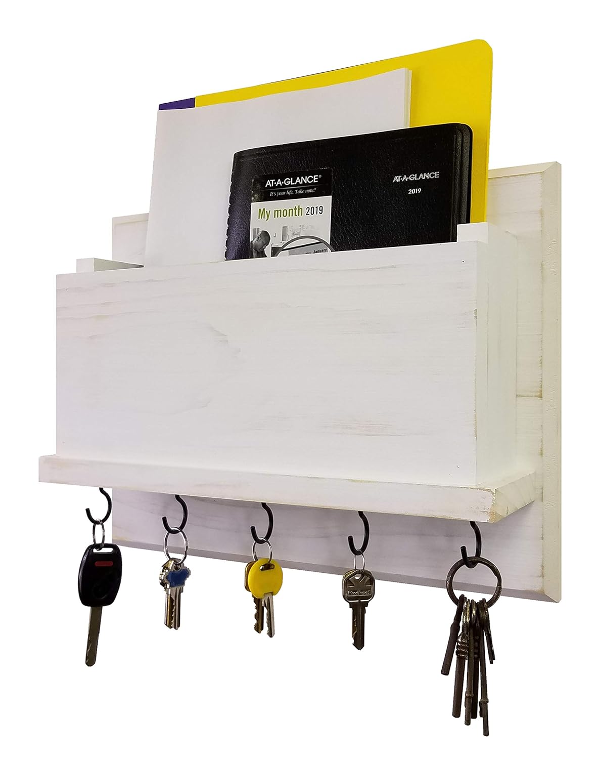 New Columbus Rustic Mail and Key Organizer, Key Hook, Mail Holder, Key Rack, Mail