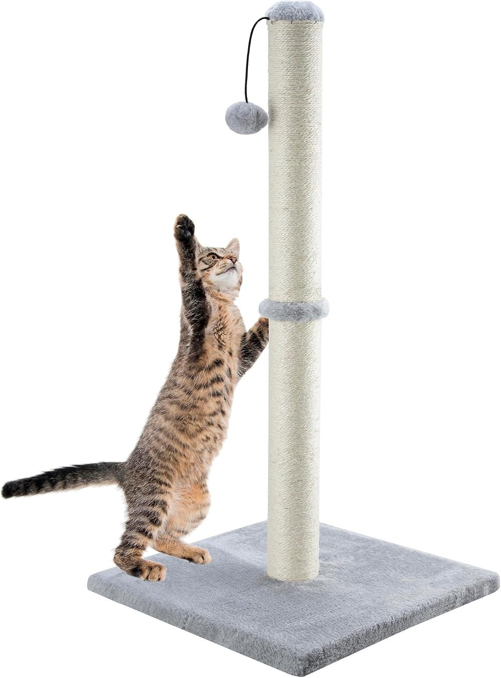 Dimaka 86 cm Tall Cat Scratching Post Claw Scratcher Sisal Plush Grey V2