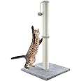 Dimaka 34" Tall Cat Scratching Post for Large Cats and Kittens, High Vertical Scratcher with Premium Natural Sisal Rope and Interactive Hanging Ball for Indoor Cats(Grey, 34 inches)