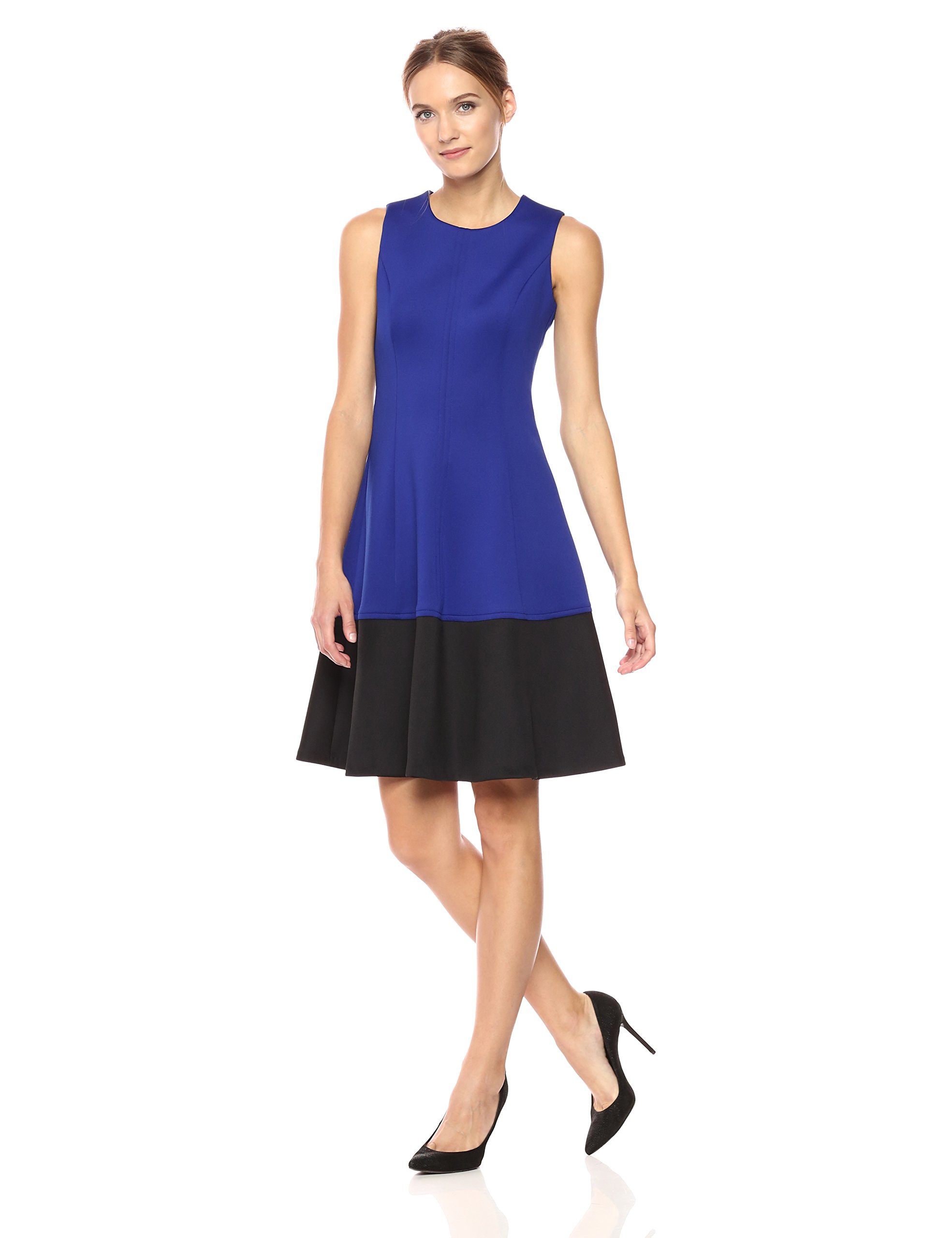 calvin klein colorblock fit and flare dress