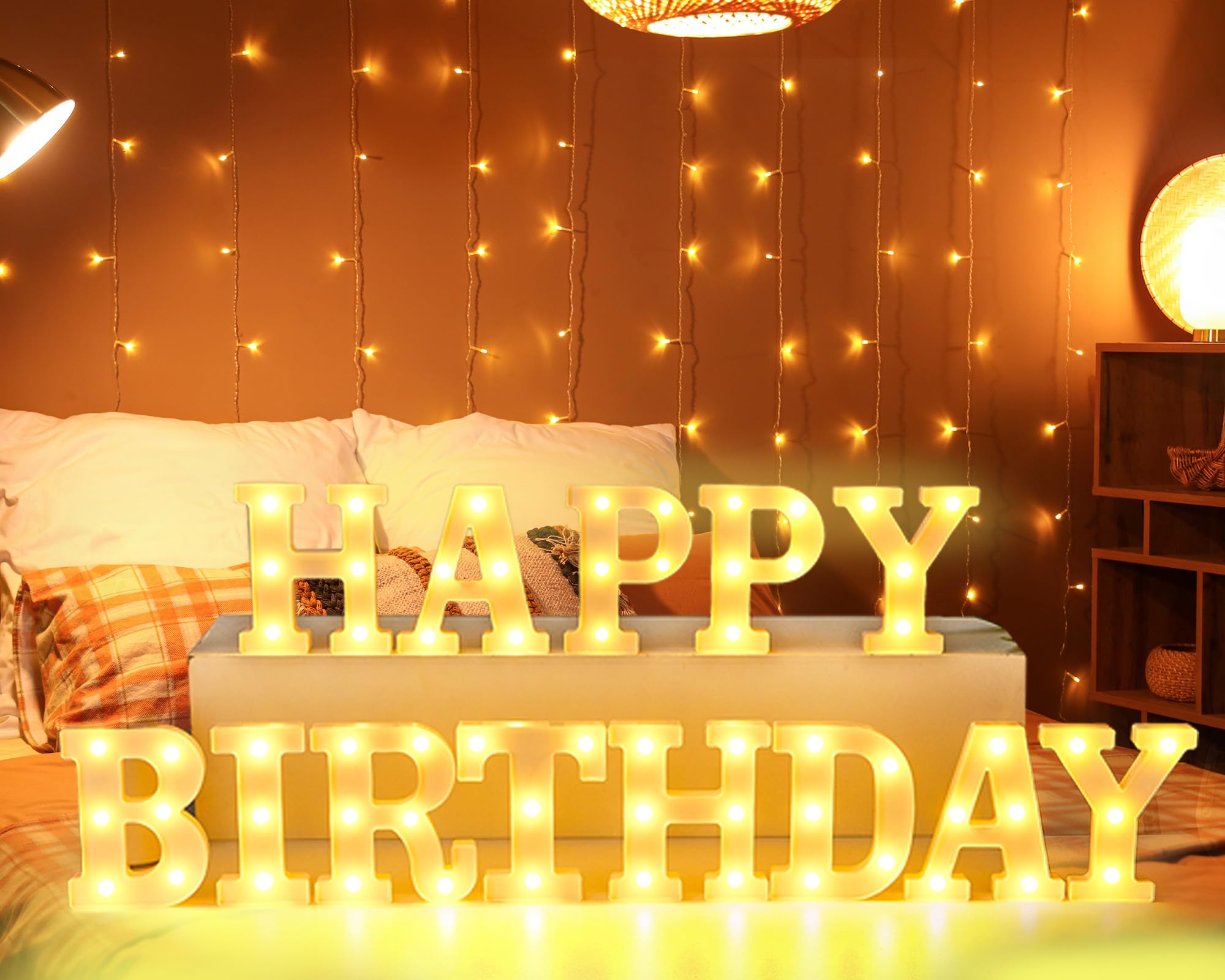 Photo 1 of CHUNNIN Happy Birthday Marquee Light Up Letters Happy Birthday LED Letter Number Light Sign Centerpieces Decor for Home Table Decor All Party Decoration Anniversary Party Night Lamp Banquet Props