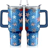 40oz American Flag 4th of july Tumbler With Handle and Straw, Gifts For Memorial Day Veterans day Independence day, Patriots Coffee Mug Water Bottle, Labor Day Stainless Steel Insulated Cup