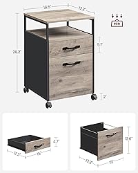 VASAGLE File Cabinet, Mobile Filing Cabinet with