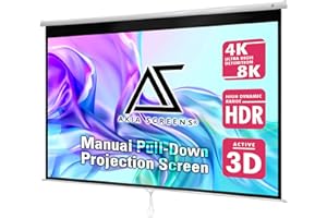 Akia Screens 110 inch Pull Down Projector Screen Manual B 16:9 8K 4K HD 3D Ceiling Wall Mount White Portable Projection Screen Retractable Auto Locking for Indoor Movie Home Theater Office AK-M110H1