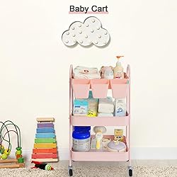 Danpinera 3-Tier Rolling Cart, Metal Storage Cart