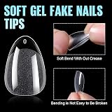 TOMICCA Almond Shaped Short Nail Tips 192Pcs Half Matte Full Cover Clear Nails view 4