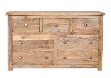 Odisha Rustic Mango Wood 3 Over 4 Wide Chest Of Drawers Solid