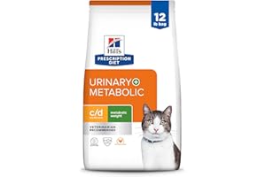 Hill's Prescription Diet c/d + Metabolic, Urinary + Weight Care Chicken Flavor Dry Cat Food, Veterinary Diet, 12 lb. Bag