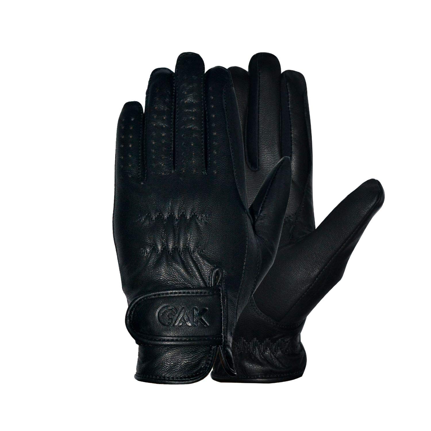 AK Classic Real Soft Touch Full Grain Leather Horse Ridding Gloves AKRS-8045 (Black, L)